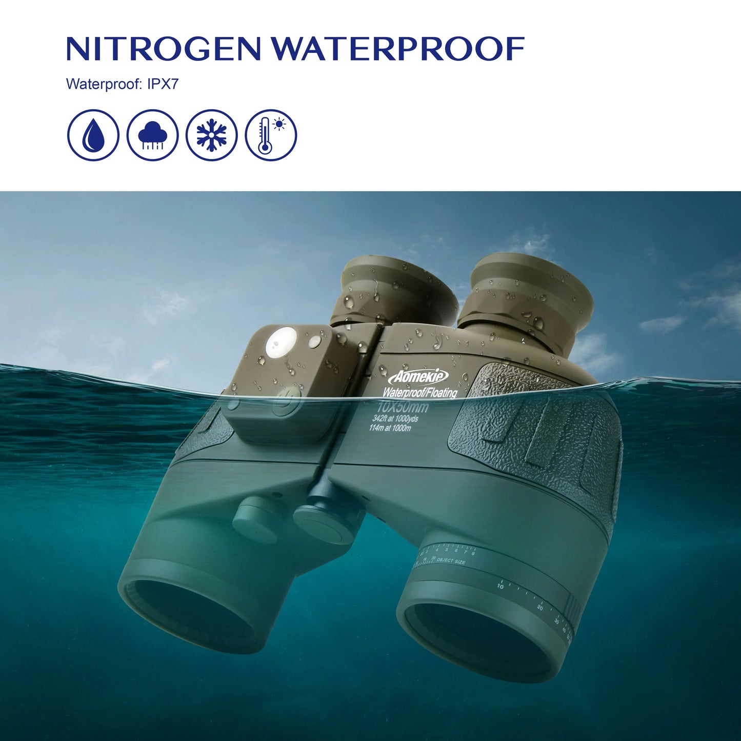 Marine Binoculars With Rangefinder And Compass FMC Lens Waterproof