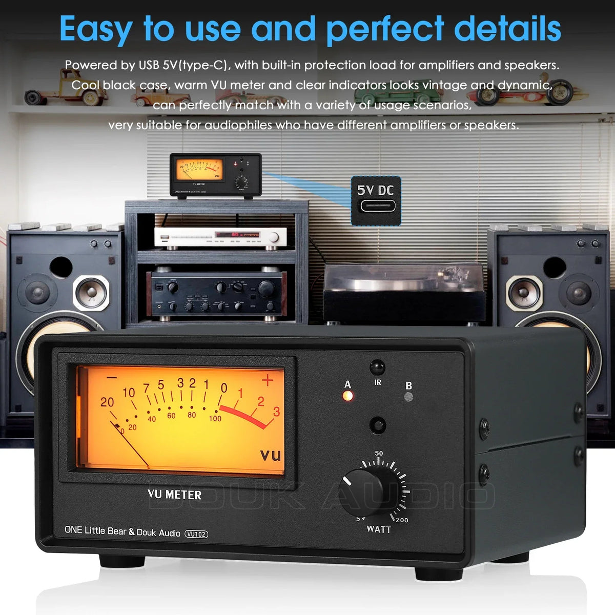Nobsound VU102 2(1)-IN-1(2)-OUT Audio Selector Speaker Splitter Amplifier Switcher VU Meter with Remote Control