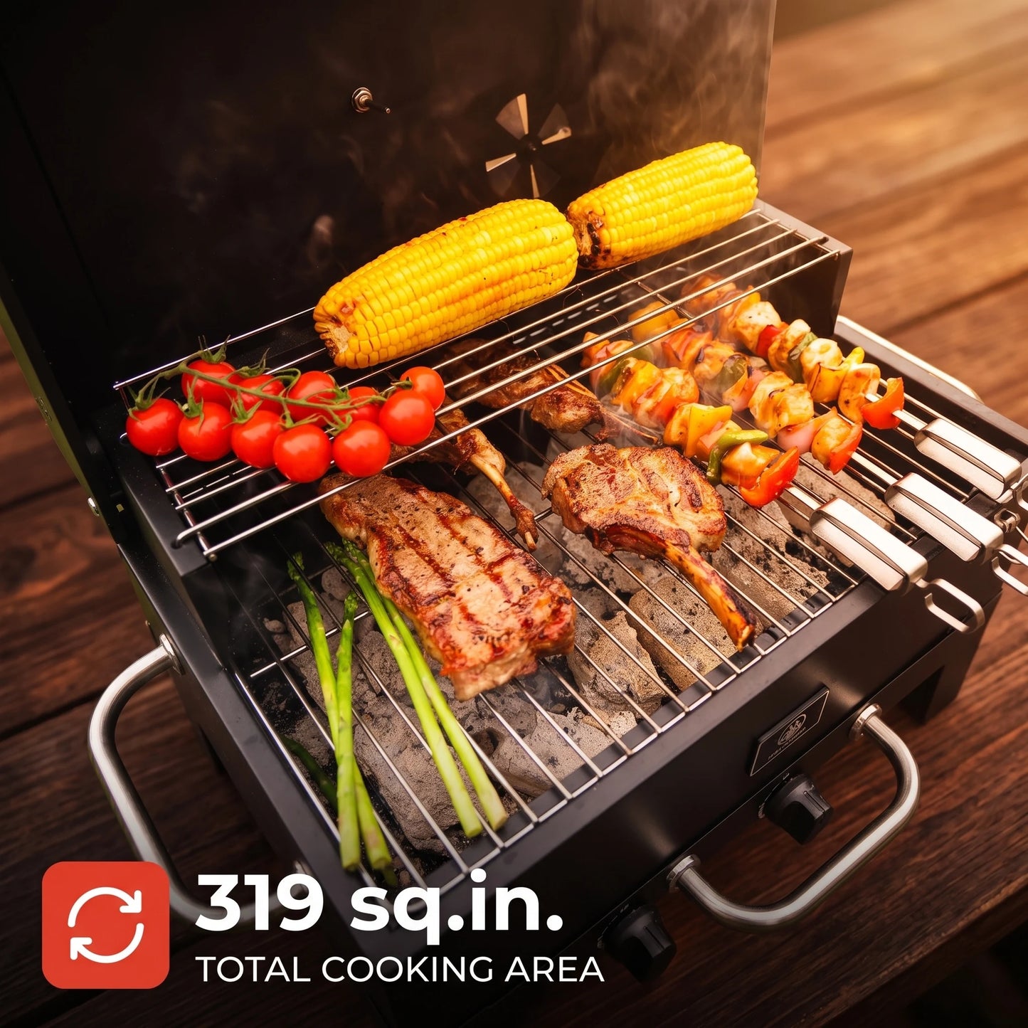 IRONYAK Portable Charcoal Grill Smoker Tabletop BBQ Outdoor Camping