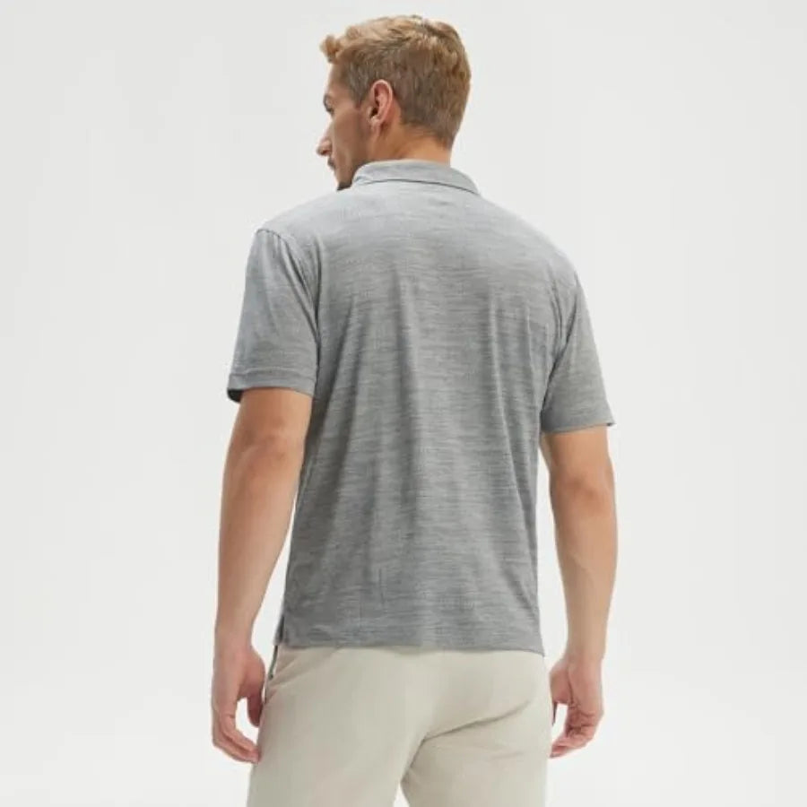 Maelreg Moisture Wicking Golf Polo Shirt For Men Premium Lightweight Jacquard 3 Button