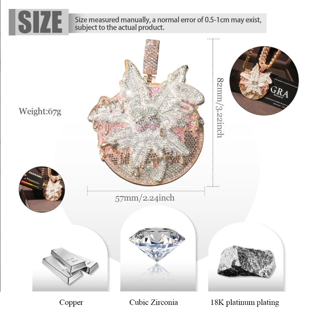 Lyee Cyee Iced Cubic Zirconia Hip Hop Pendant Necklace