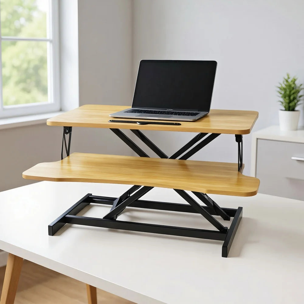 LISM Height Adjustable Desk Converter Sit Stand Dual Monitor Workspace