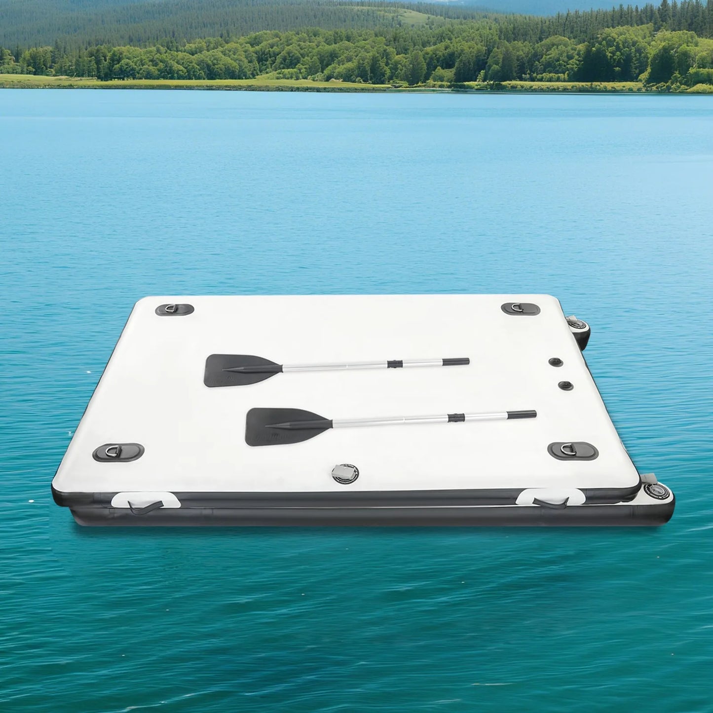 Portable Fishing Boat Inflatable Swimming Dock With 8.2 Ft Platform For Stable And Safe Family Water Activities