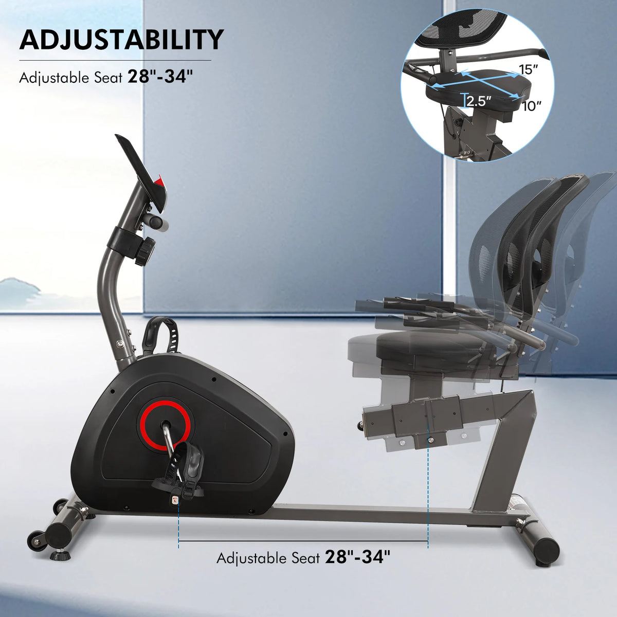 Recumbent Exercise Bike With Quiet Eight Level Resistance for Home