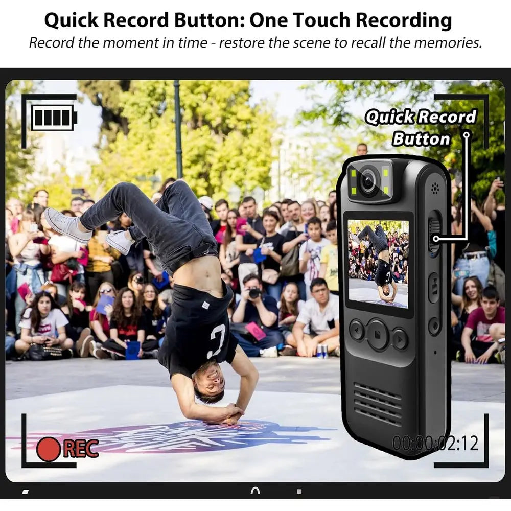 4K Wearable Body Camera 128GB Audio Magnetic Clip Bike Mount