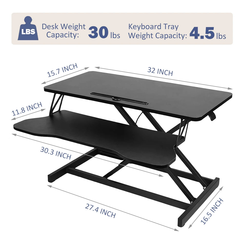 LISM Height Adjustable Desk Converter Sit Stand Dual Monitor Workspace