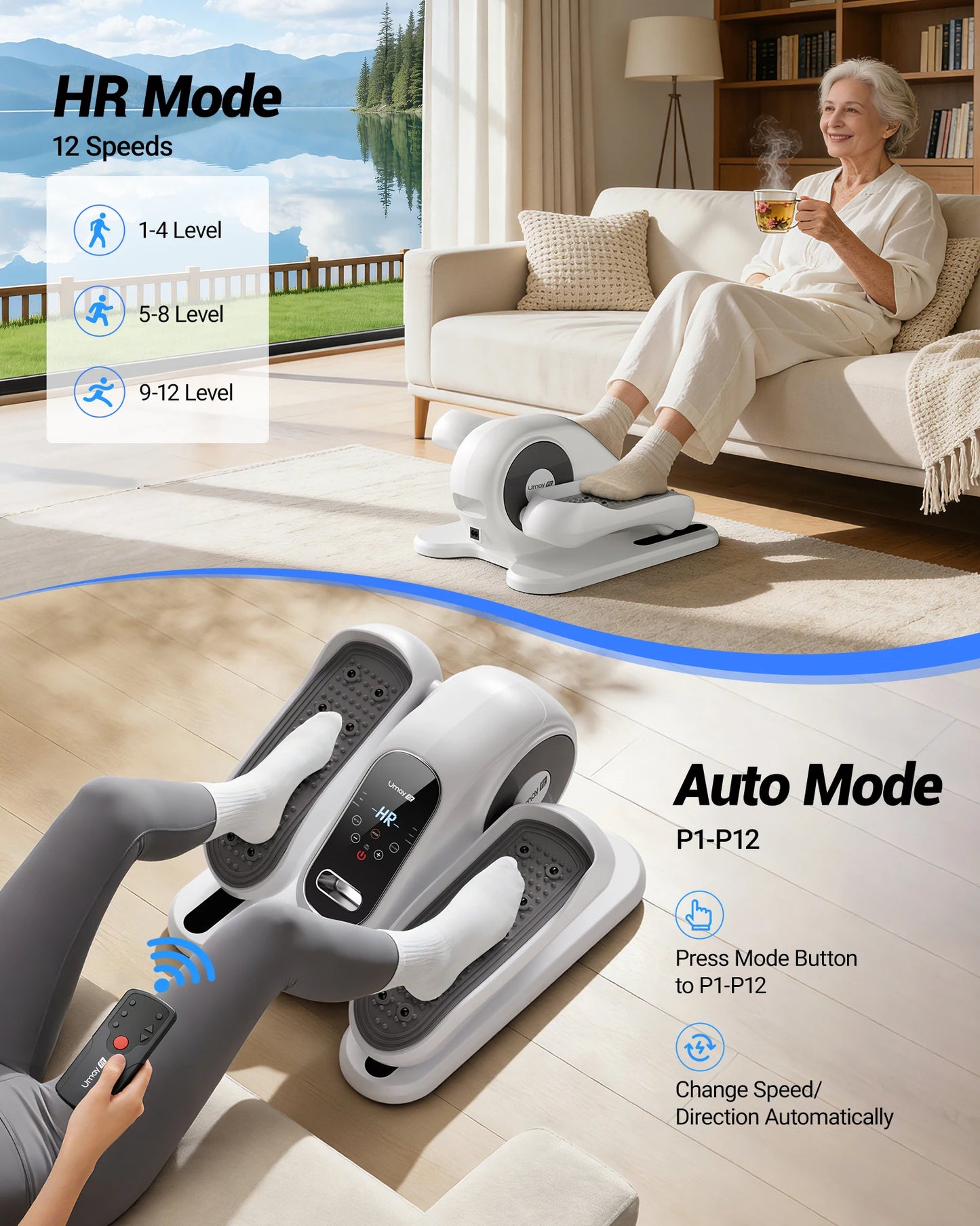 Umay Compact Under Desk Electric Elliptical Leg Exerciser