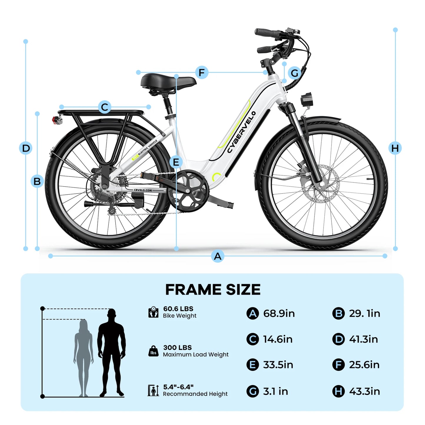 Cybervelo EK7 1000W 48V 25Ah Long Range Electric Bike