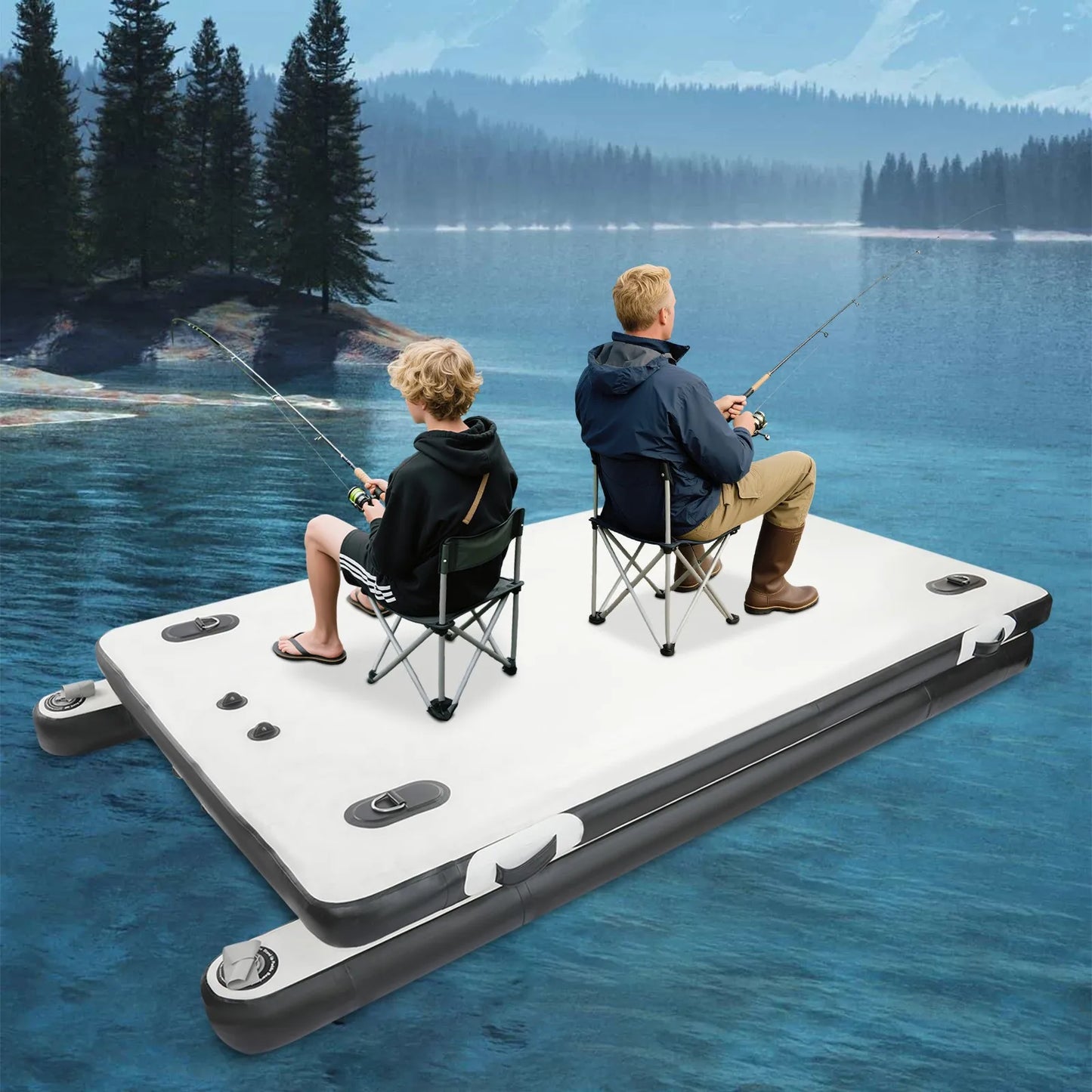 Portable Inflatable Fishing Boat For Families Multi Person Dock With Eight Point Two Foot Platform