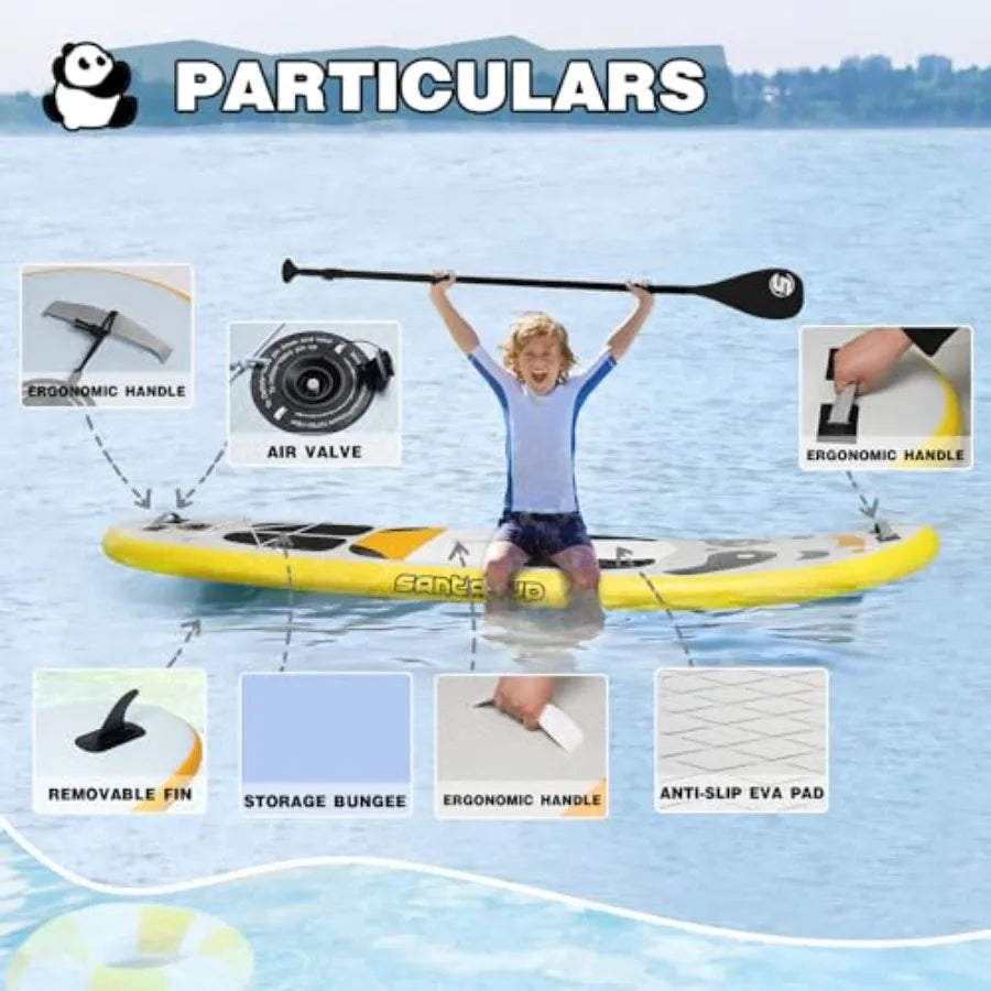 Inflatable Paddle Board Ultra Stable Wide Non Slip Deck Panda Pattern For Outdoor Enthusiasts