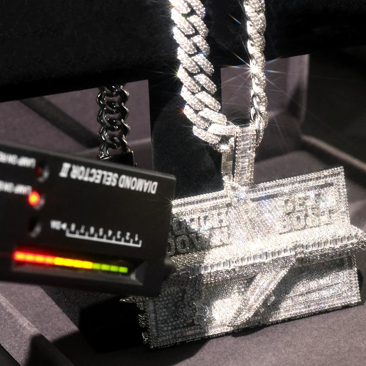 Lyee Cyee Iced Out Airplane Cash Stack Pendant Necklace
