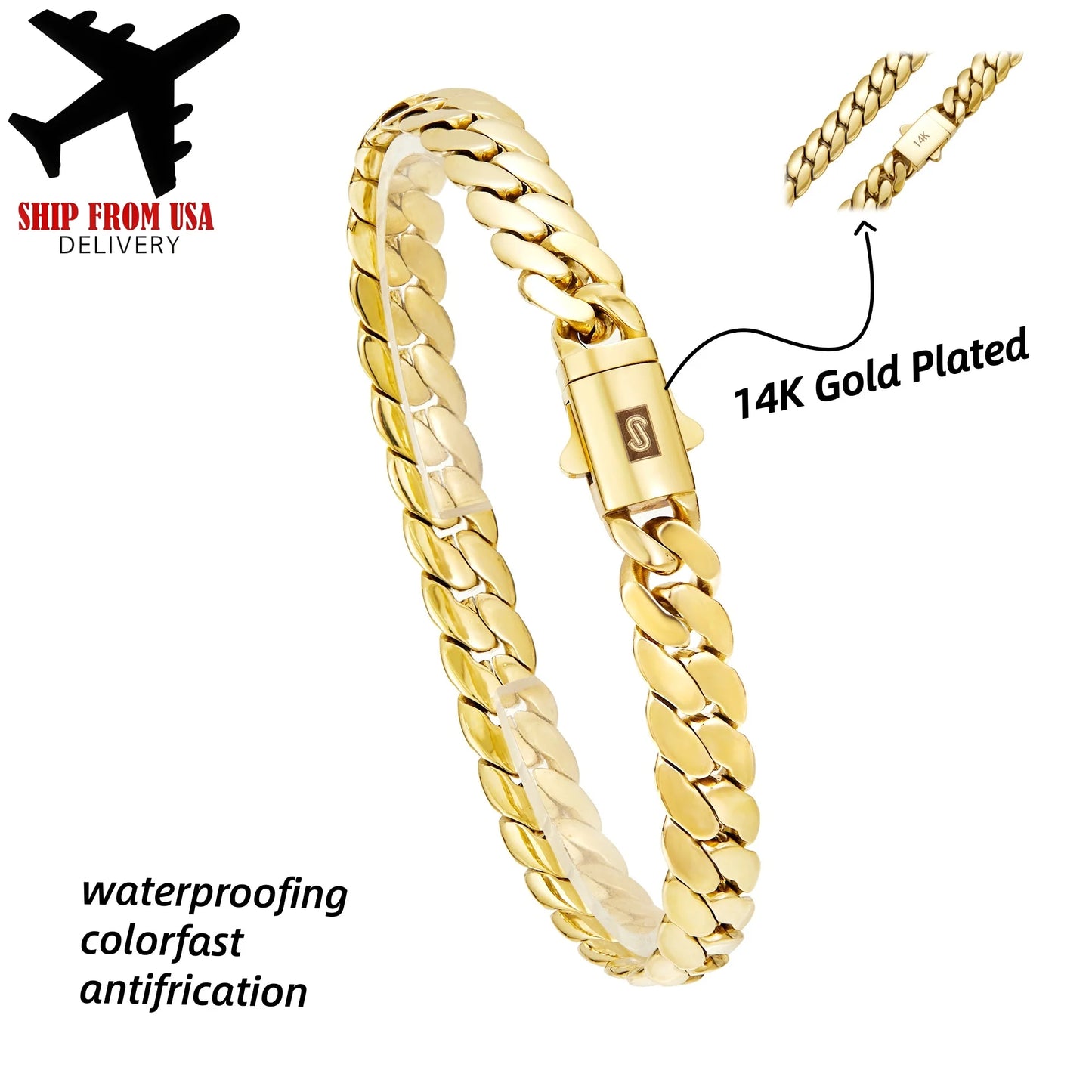 Stainless Steel Cuban Miami Link Bracelet For Men Jewelry