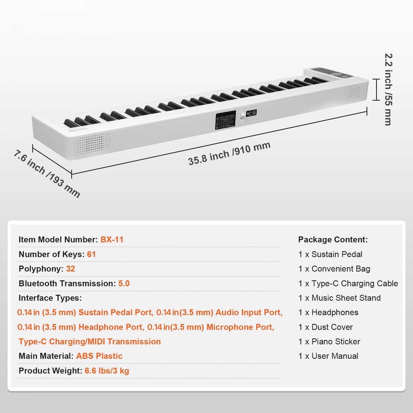 SucceBuy Folding Bluetooth MIDI Keyboard Piano for Beginners