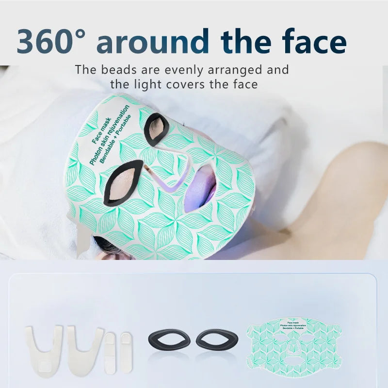 Silicone LED Facial Mask Photon Infrared Light Therapy Wireless