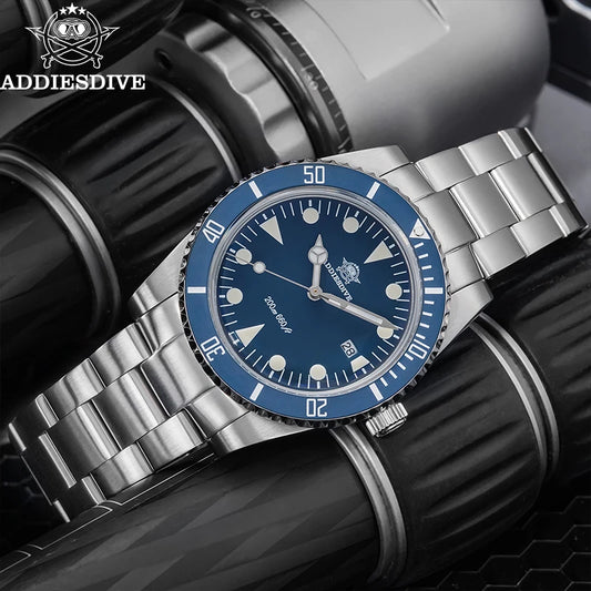 ADDIESDIVE Men's Diving Watch Stainless Steel Ceramic Bezel Quartz Watch Men's BGW9 Luminous 200m Waterproof  Men's Watch
