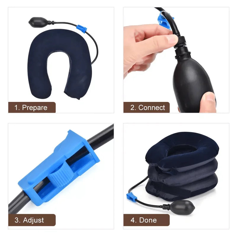 Adjustable Inflatable Neck Pillow Ergonomic Travel Comfort