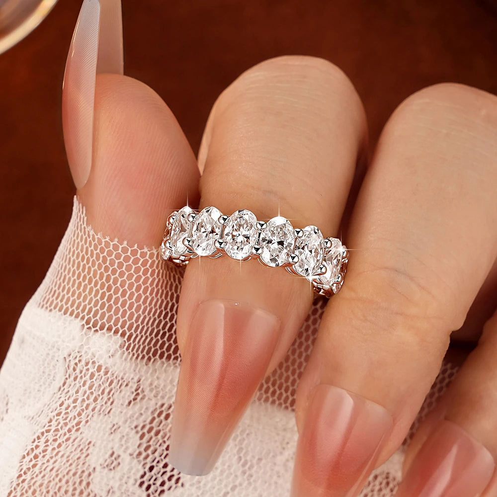 Oxtao Moissanite Eternity Ring 14K Gold Filled Wedding Band