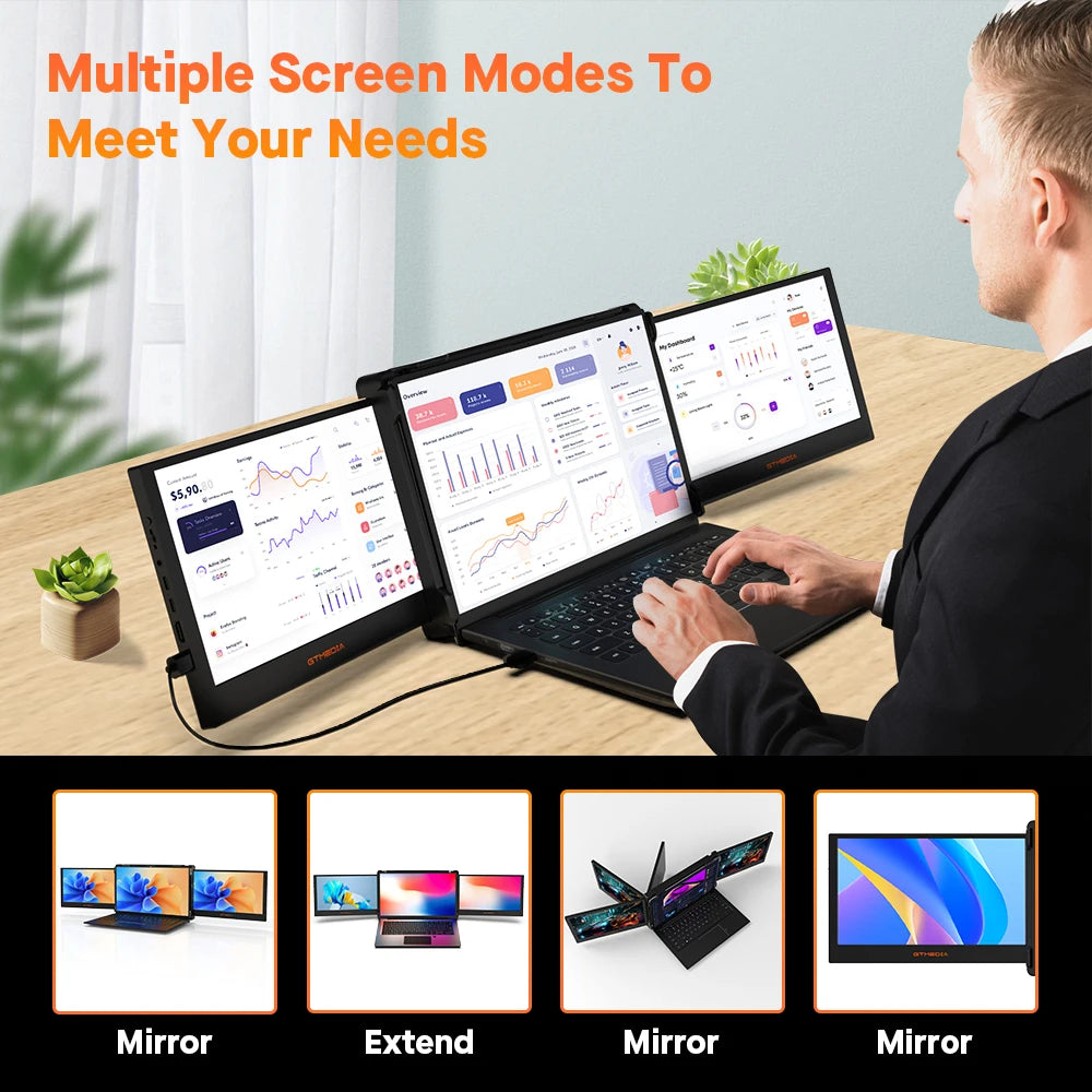 ECAMD Portable Monitor IPS 1920x1080 With USB Built-In Speaker