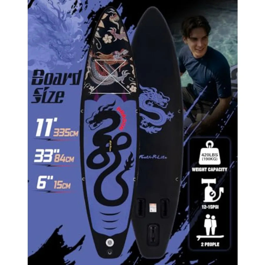 Inflatable Stand Up Paddle Board SUP Ultra Wide Stable Design For Outdoor Water Sports PVC Drop Stitch Blue Gray