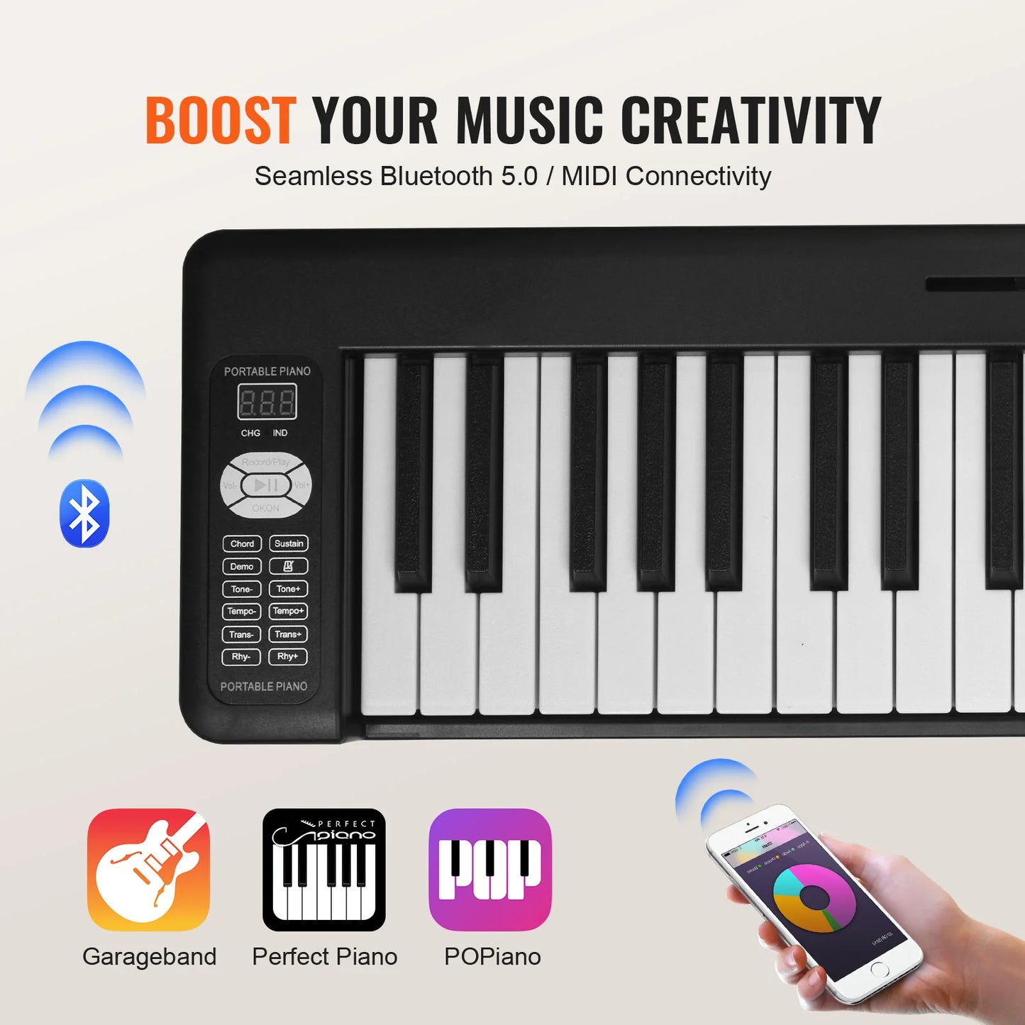 SucceBuy Folding Bluetooth MIDI Keyboard Piano for Beginners