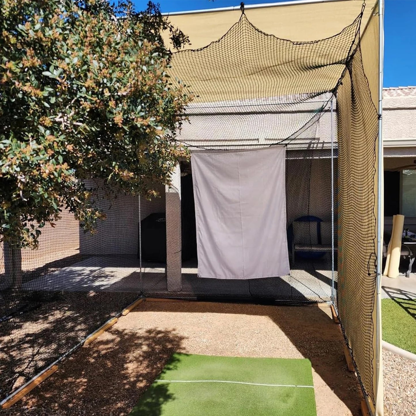 Golf Practice Net 10x10x10ft Portable Hitting Cage with Double Layer Wear Resistant Netting for Backyard Golf Training