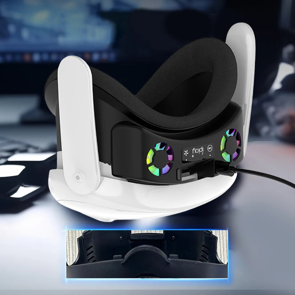 APWIKOGER Face Cover With Cooling Fan Anti Leakage Nose Pad For Meta Quest 3 RGB