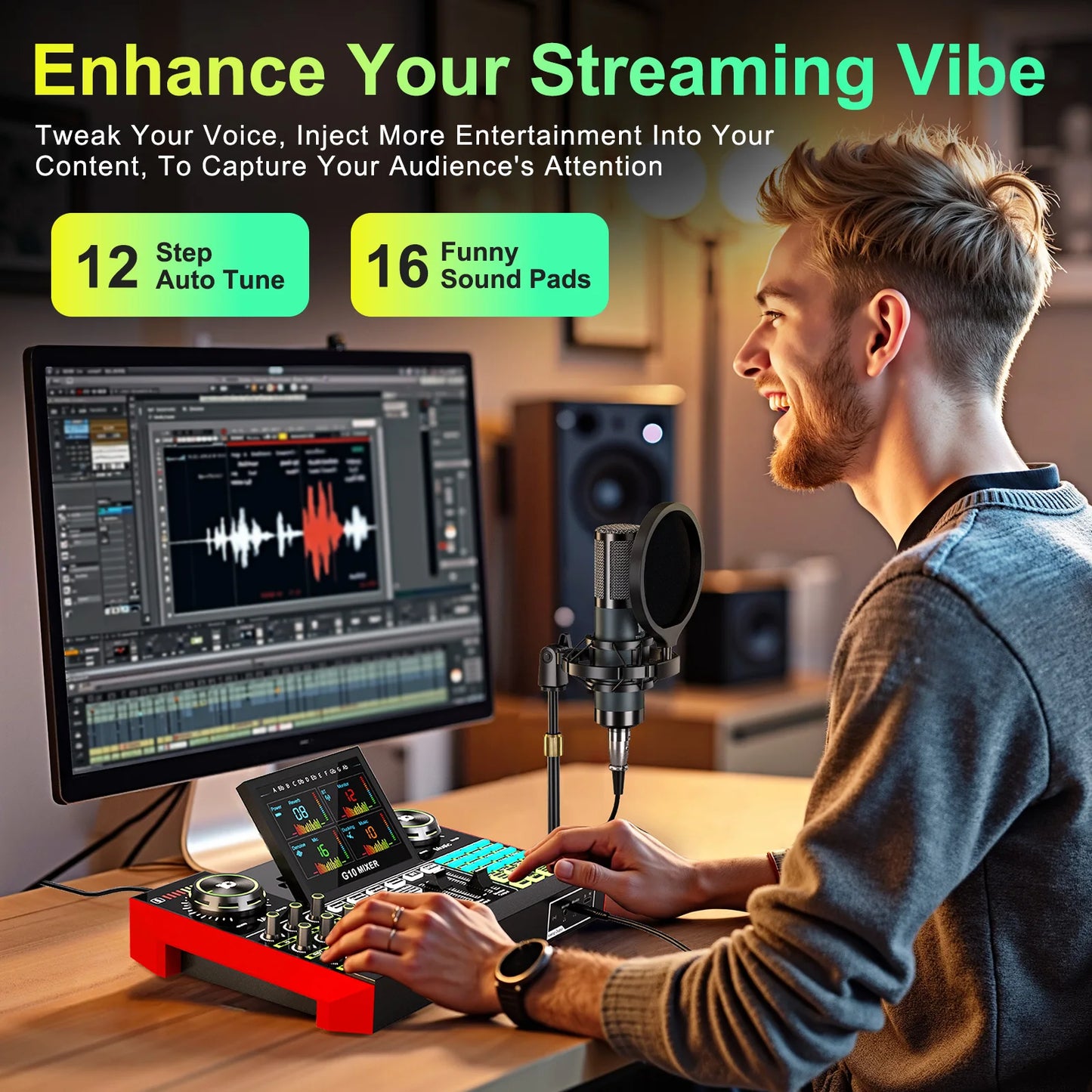 Tenlamp G10 P15 Mic Mixer for Podcast and DJ Studio