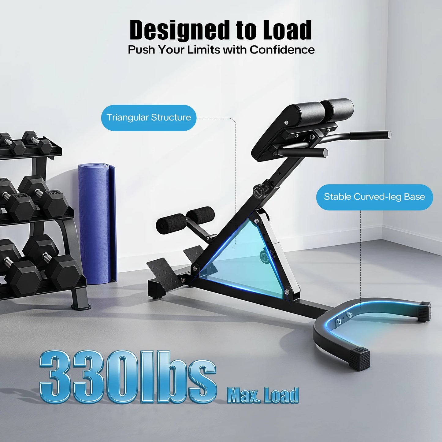 Foldable Roman Chair Adjustable Ab Bench For Home Gym
