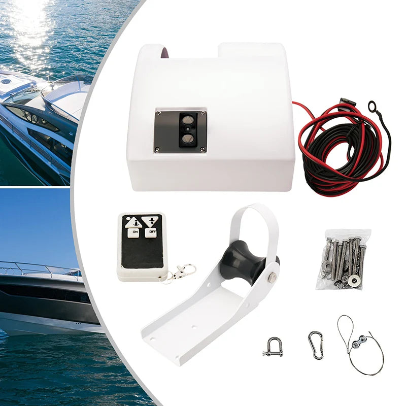 BYSSEA Electric Boat Anchor Winch With Wireless Remote For Saltwater Pontoon