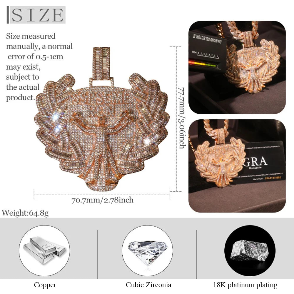 Lyee Cyee Iced Angel Wreath Pendant Gold Plated Cubic Zirconia