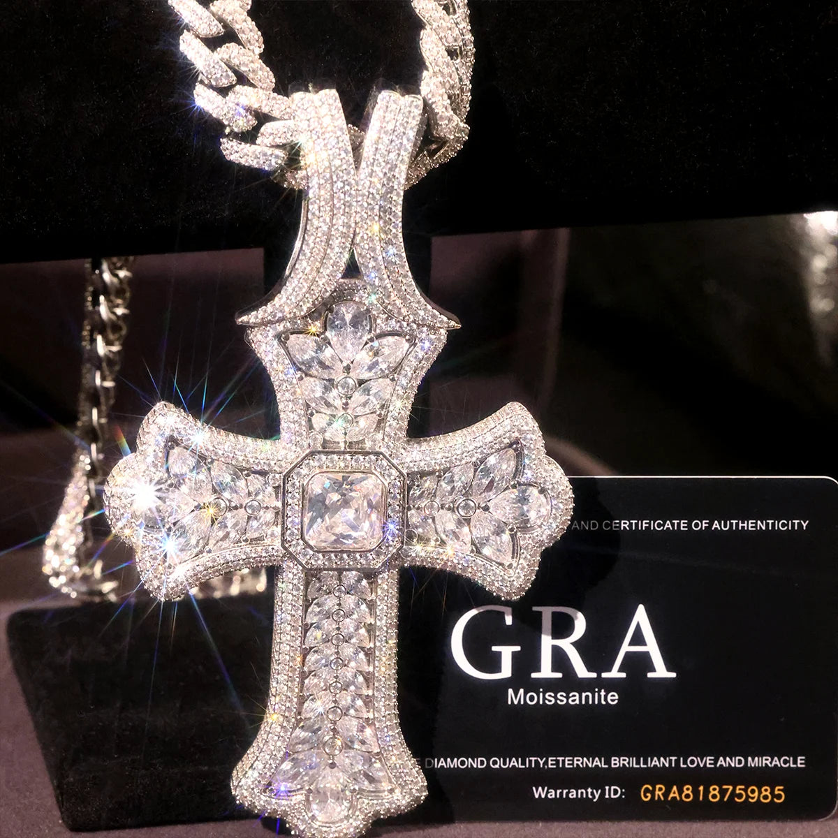 Lyee Cyee Iced Out Gothic Cross Pendant Cubic Zirconia