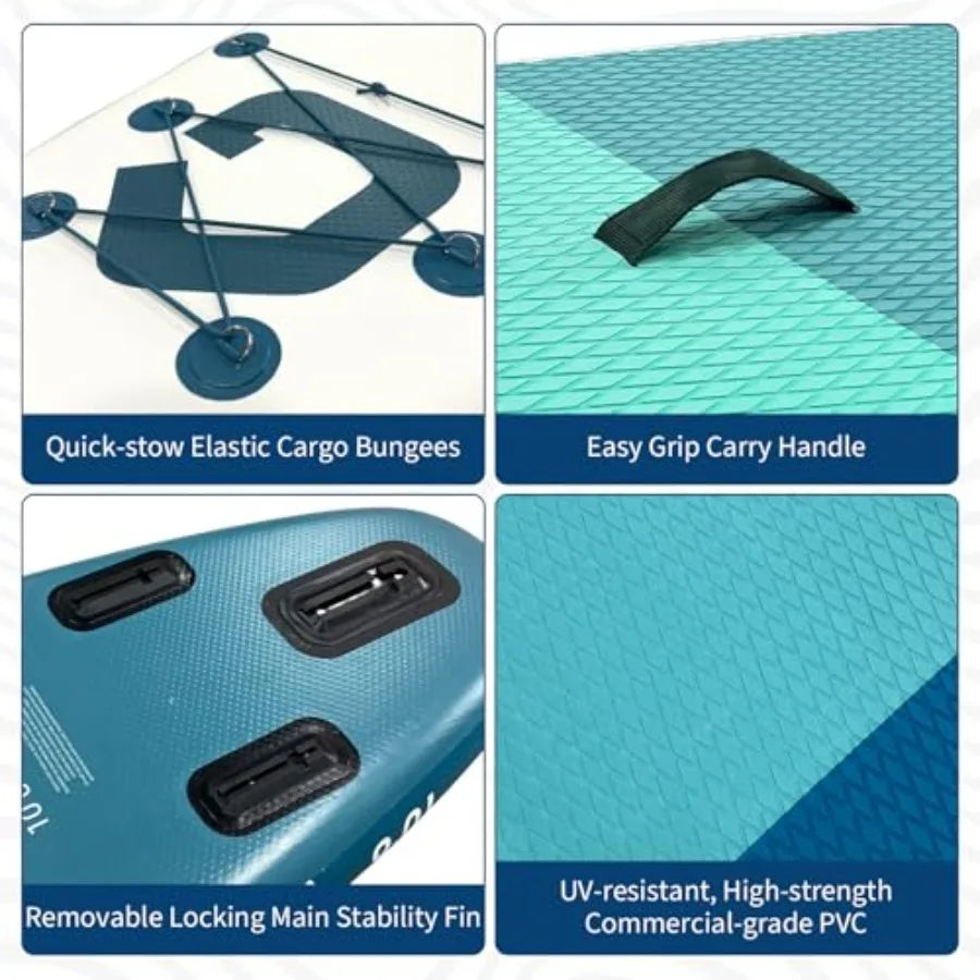 Inflatable Stand Up Paddle Board Ultra Stable Wide Design Durable PVC For Outdoor Water Sports Non Slip Deck Beginners