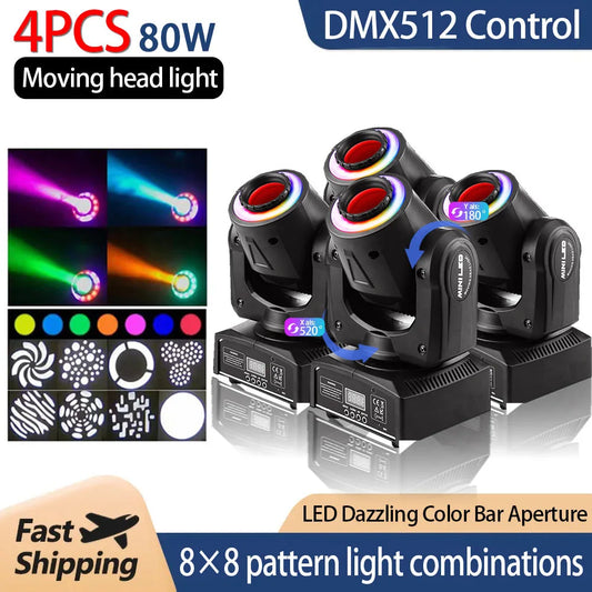 80W LED Moving Head Light DMX512 Gobo Beam Stage Light