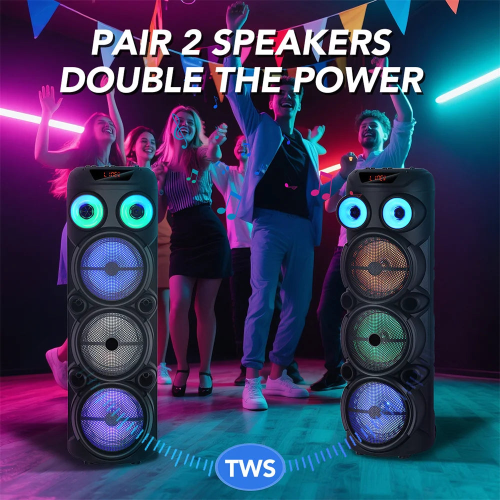CURUK 4000W Portable Bluetooth Speaker With Loud Bass Subwoofer