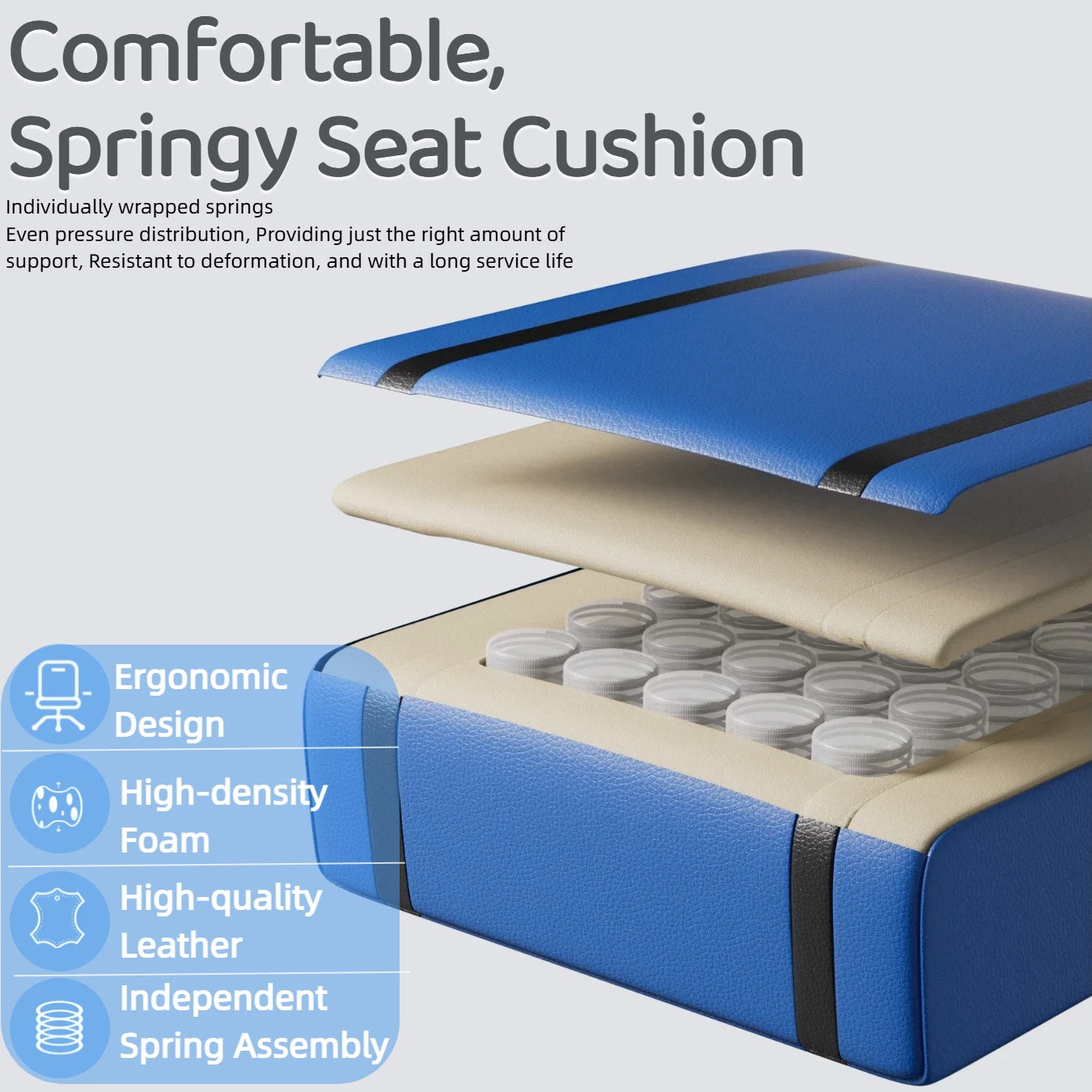 NEBMAAX Ergonomic Gaming Chair With Massage Footrest PU Leather