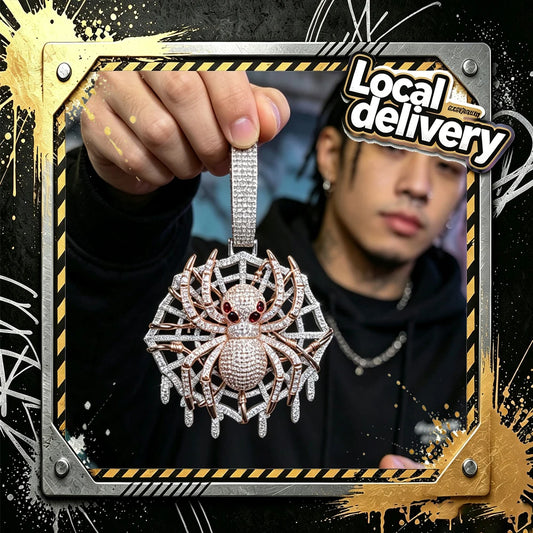 Lyee Cyee Spider Web Pendant Cubic Zirconia Hip Hop Bling
