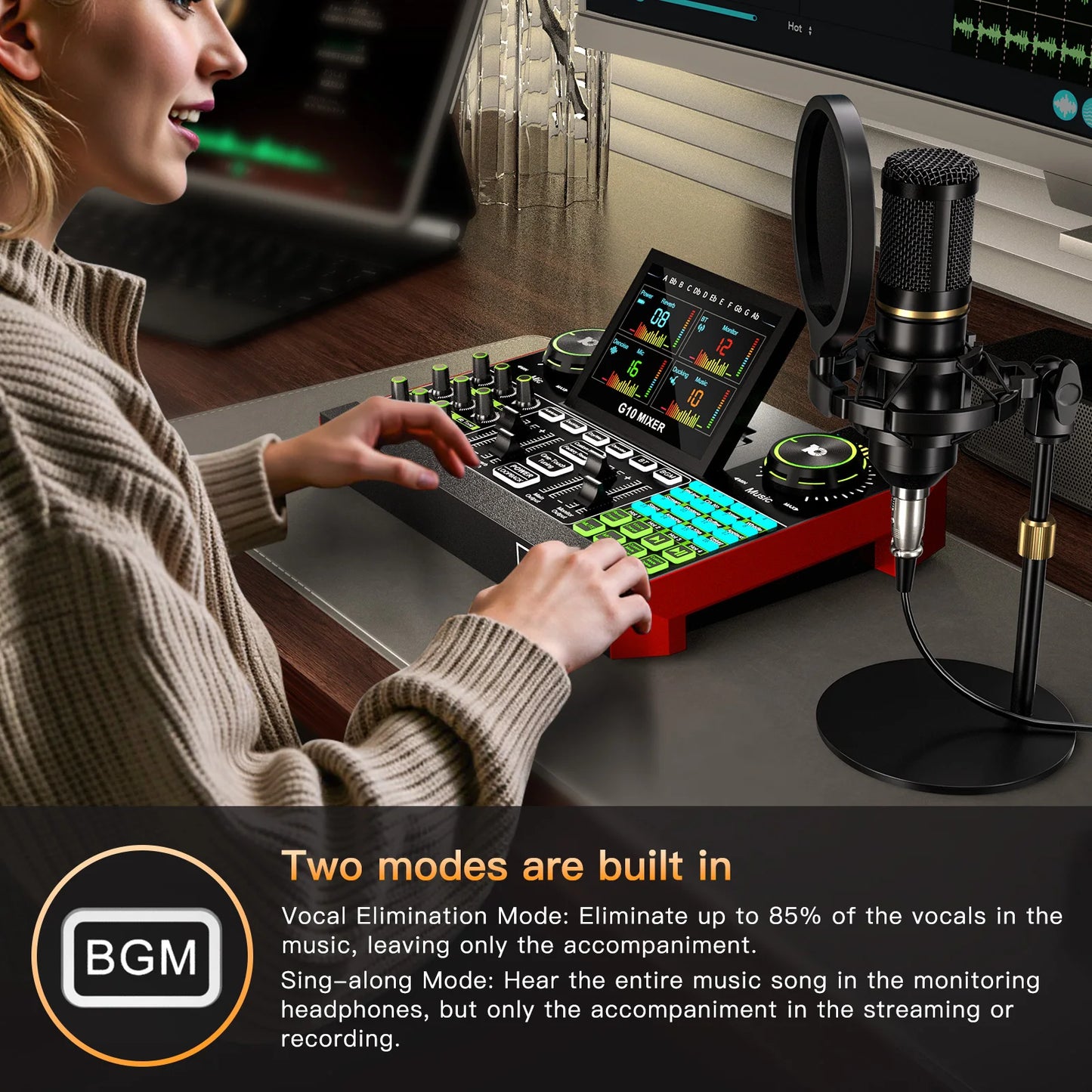 Tenlamp Live Streaming Microphone Bundle With 6 Channel Audio Mixer