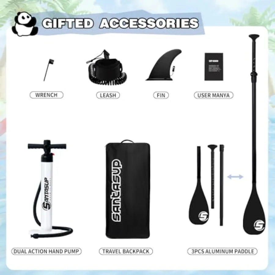 Inflatable Paddle Board Ultra Stable Wide Non Slip Deck Panda Pattern For Outdoor Enthusiasts