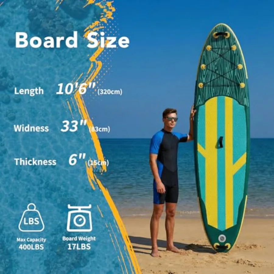Inflatable Stand Up Paddle Board For Outdoor Water Sports PVC Nylon Composite Blue Gray Wide Stable Design Beginners