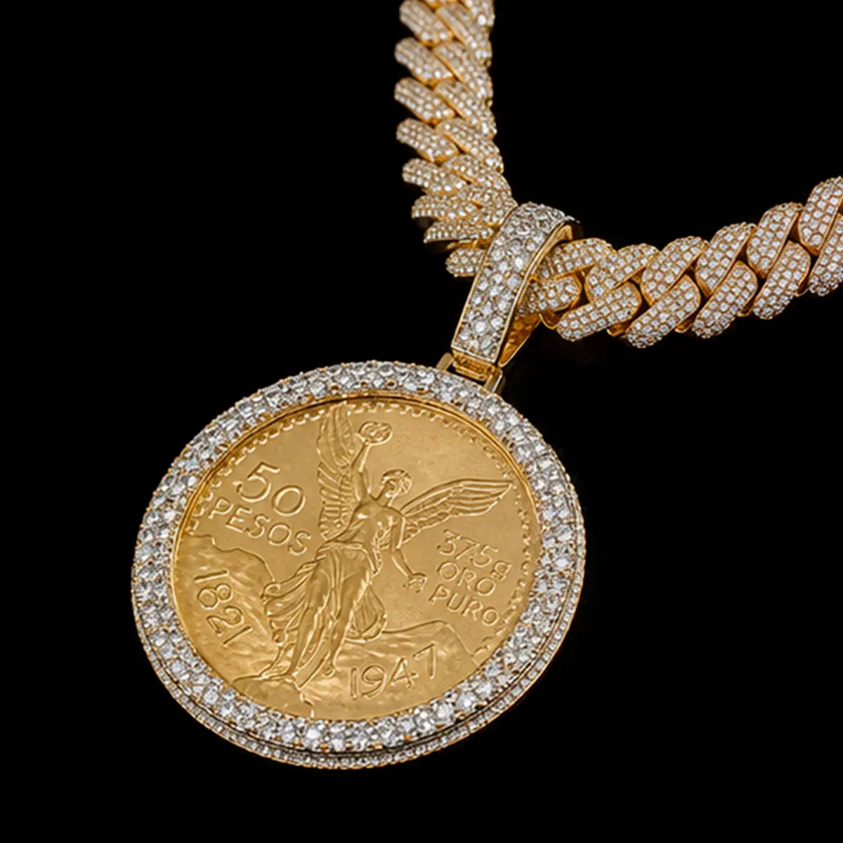Lyee Cyee Gold Plated Cubic Zirconia Coin Pendant Necklace