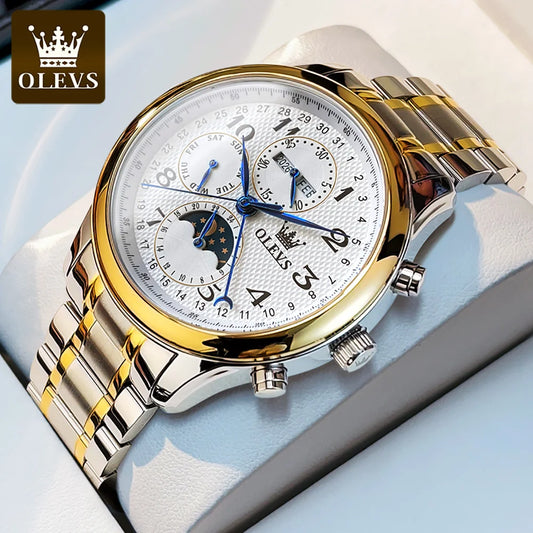 OLEVS 6667 Luxury Original Men Automatic Mechanical Watch Brand Classic Digital Dial Waterproof Moonphase Watch Sport Men Watch