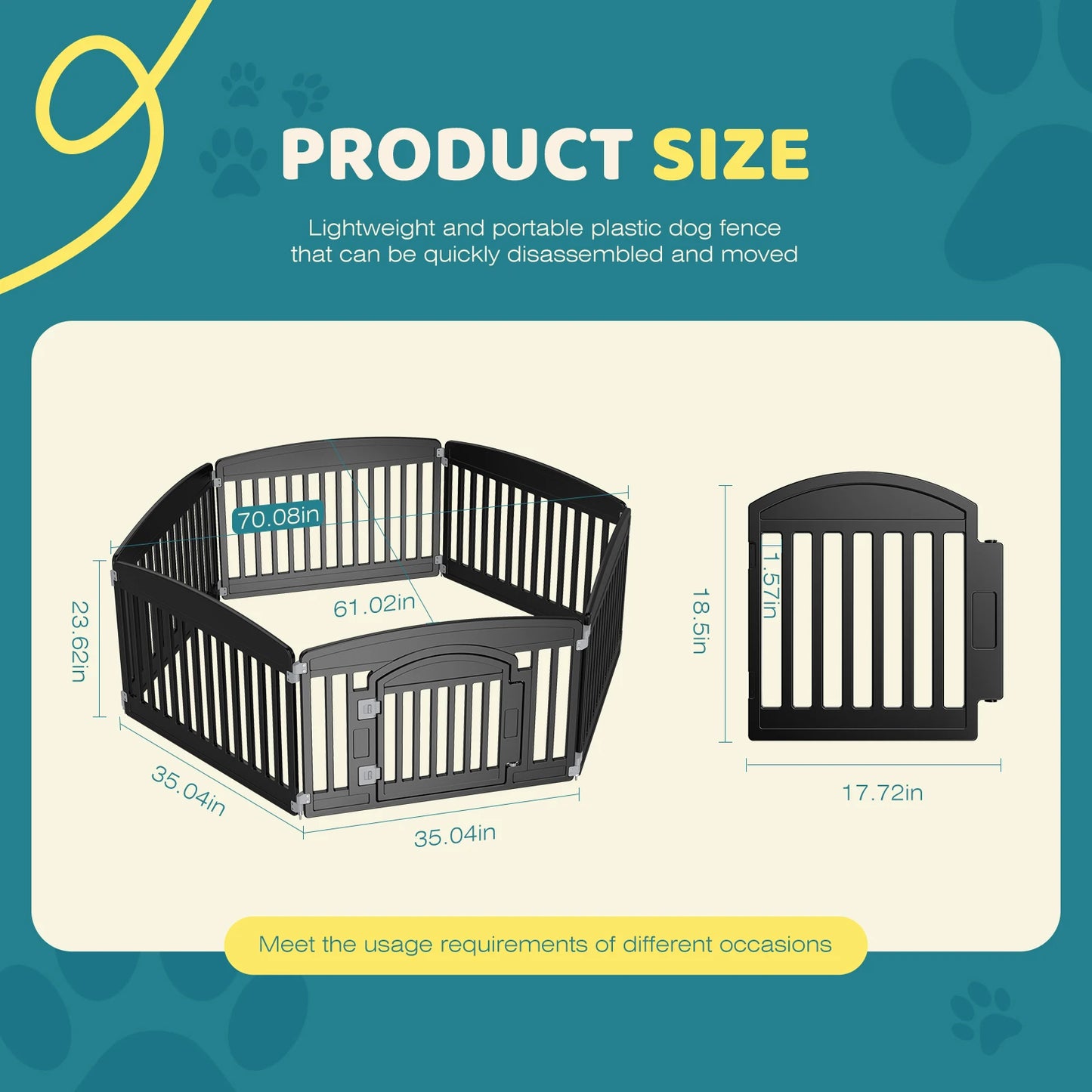JHK Plastic Dog Playpen 6 Panel 24 Inch Expandable Durable Fence For Medium Dogs Indoor Outdoor Portable