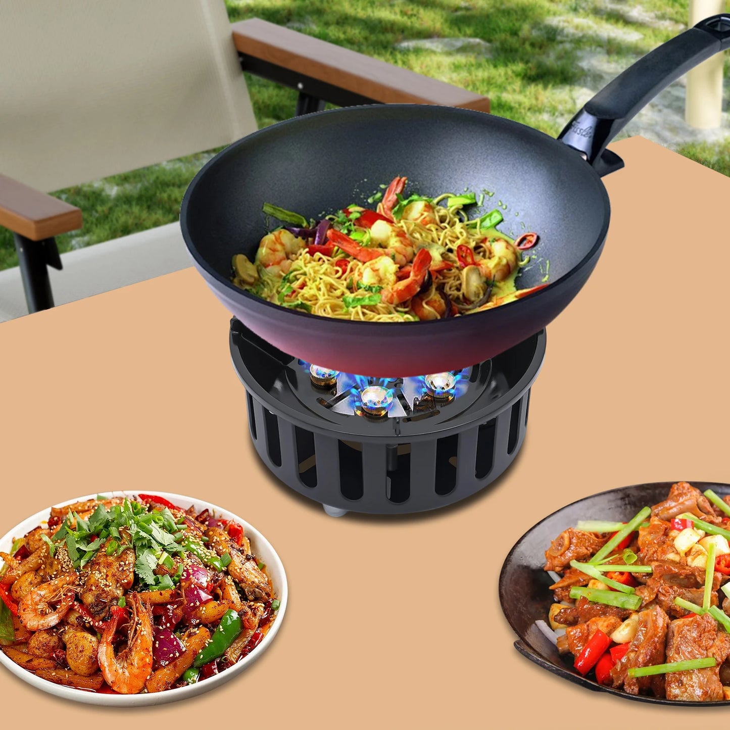 Portable Windproof Gas Stove 72000BTU Cooker With Ignition For Outdoors