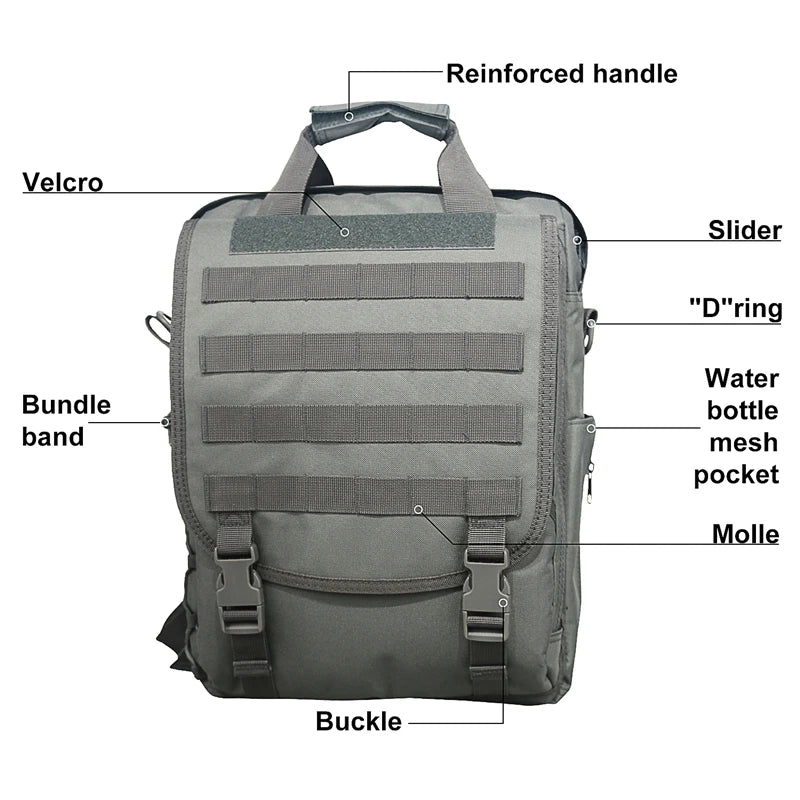 LQARMY Molle Laptop Bag Tactical Messenger Backpack Outdoor Use