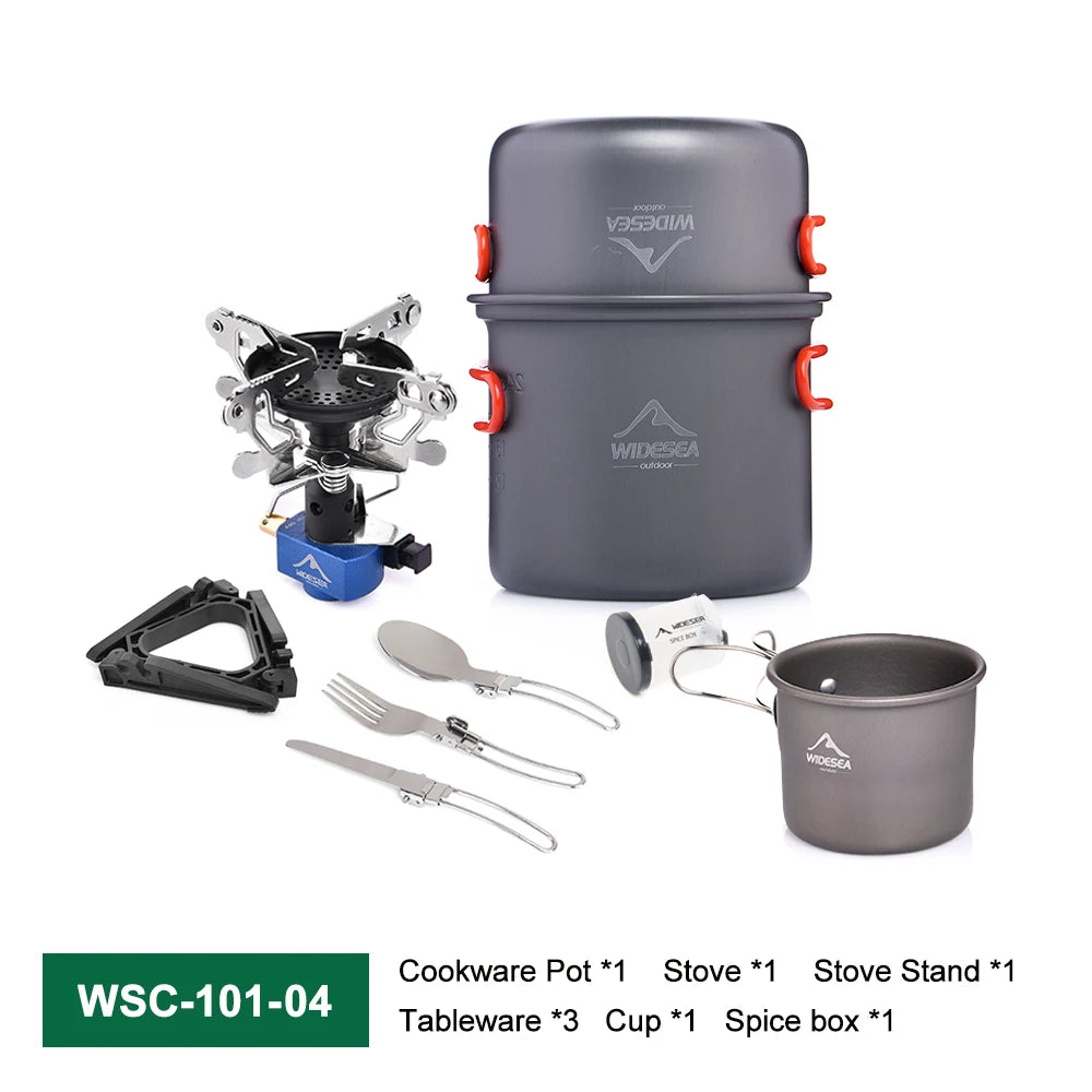 Widesea Camping Gas Stove Tableware Set Portable Outdoor Gear