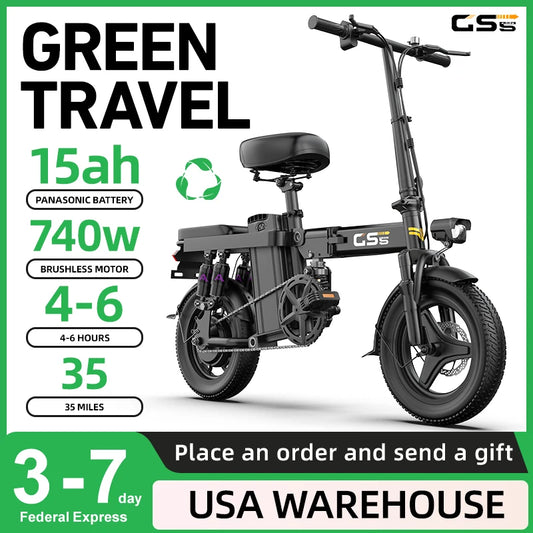 UPlee GS5 48V 15Ah Folding Electric Bike For Adults With 740W Motor 20 MPH 20 Miles Range
