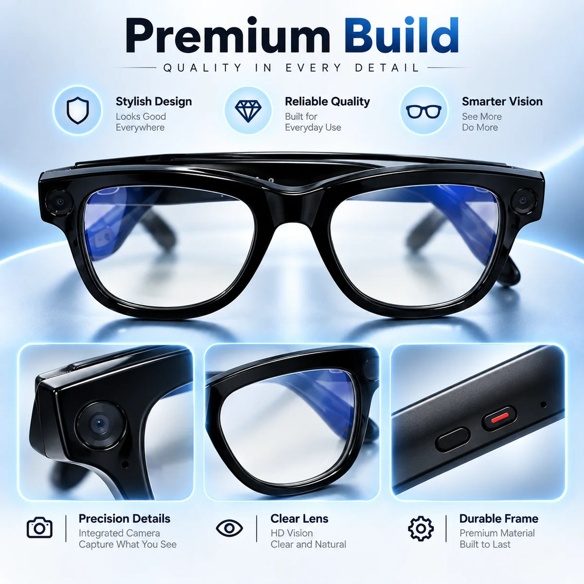 AI Smart Glasses With HD Camera Translation And Charging Case