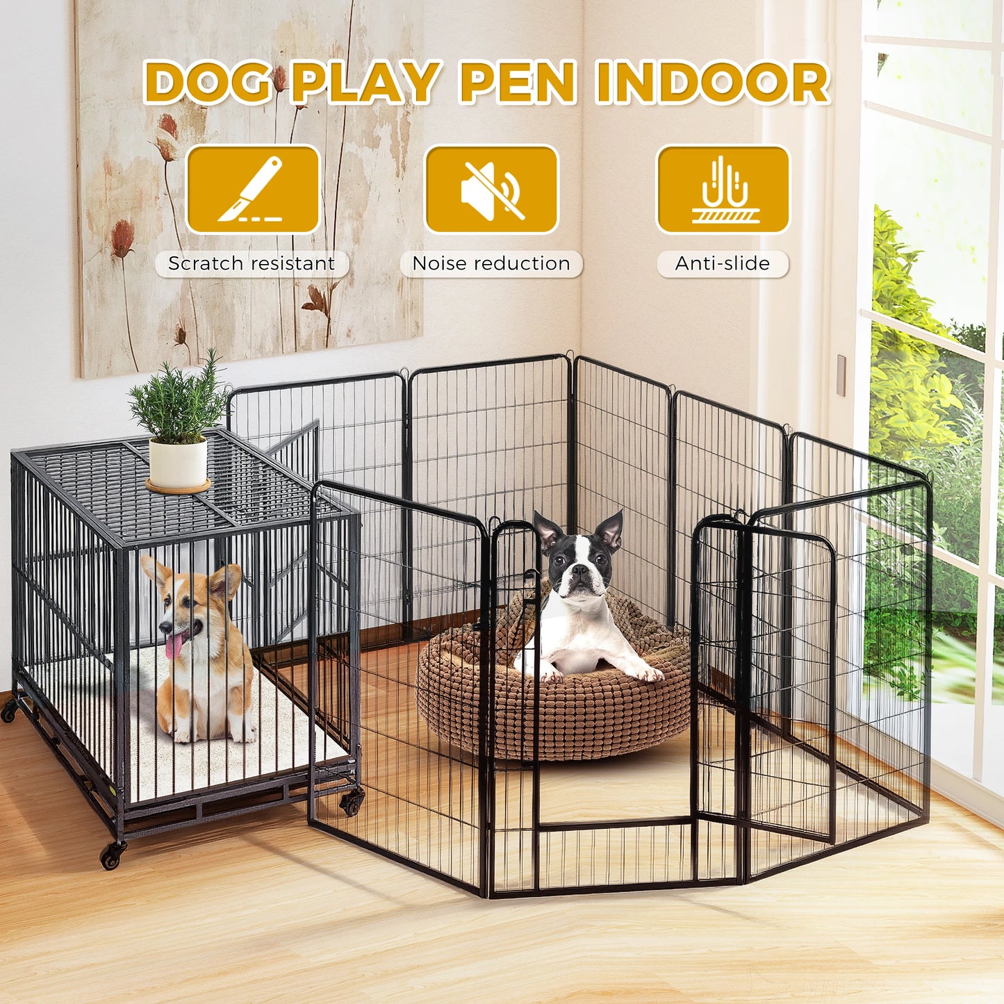 Dog Playpen With Door Foldable Metal Fence For Outdoor Indoor Use Heavy Duty Durable Versatile For RV Camping