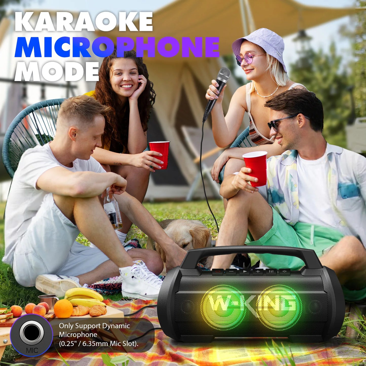 W-King D10MIC 70W RMS Bluetooth Portable Speaker IPX6 Waterproof BassBoost