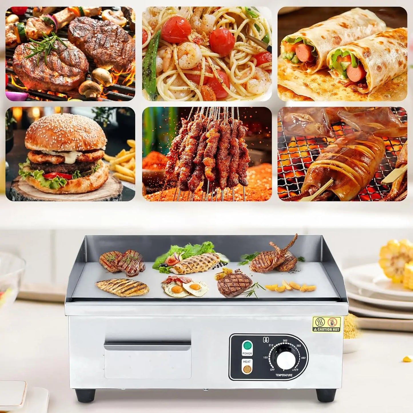HiMISS Electric Griddle With Adjustable Temperature 122 to 572F